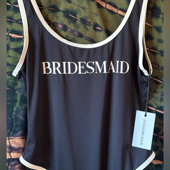SMALL NWT CottageCore  WeWoreWhat Black & White Bridesmaid Bridal Swimsuit - Picture 2 of 8